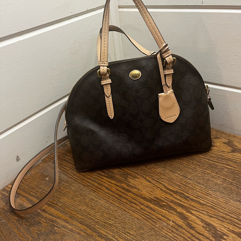 Coach Peyton Signature monogram coated canvas domed bag with crossbody strap